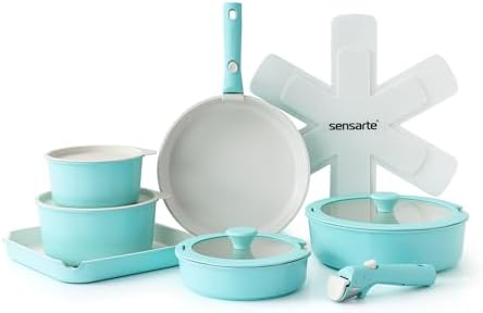 SENSARTE 17 Piece Pots and Pans Set, Nonstick Detachable Handle C...