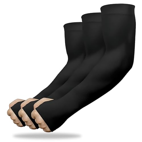 AIOELUV 3 Paires Manchette Gaming Manchette Bras Avec Protection Uv Et Trou Pour Le Pouce Gants De Protection Contre L'Humidité Pour Couvrir Les Bras Pour Le Cyclisme La Pour Homme Et Femme Noir
