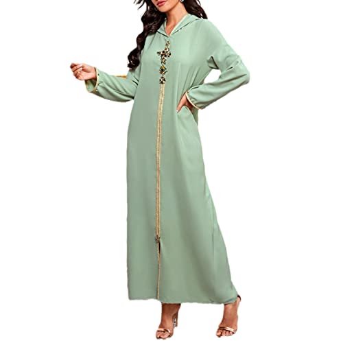 Robe musulmane hijab vert clair idéale pour les fêtes et grandes occasions