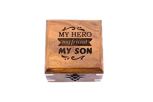 Brújula de sundial personalizada para hijo con estuche | Regalo único para hijo, de papá a hijo, de mamá a hijo, regalo para nieto | Brújula de bolsillo con grabado inspirador (estuche de madera) miniatura 5