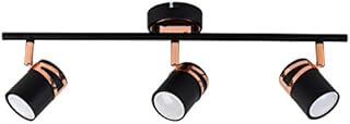 MiniSun Modern Matt Black & Copper 3 Way Adjustable Straight Bar Ceiling Spotlight