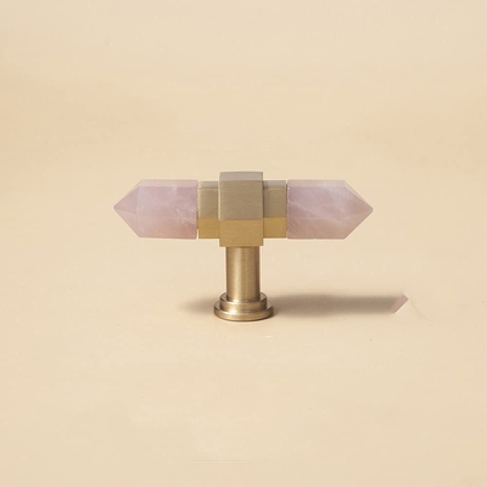 Boutons en laiton de cristal naturel rose poignée bouton armoire tiroir commode