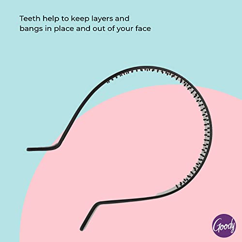 Goody Ouchless Medium Headband with Flex Tips - Flex Teeth Hold Bangs & Layers In Place for a Comfortable Fit - for All Hair Types - Pain-Free Hair Accessories for Women, Men, Boys, and Girls
