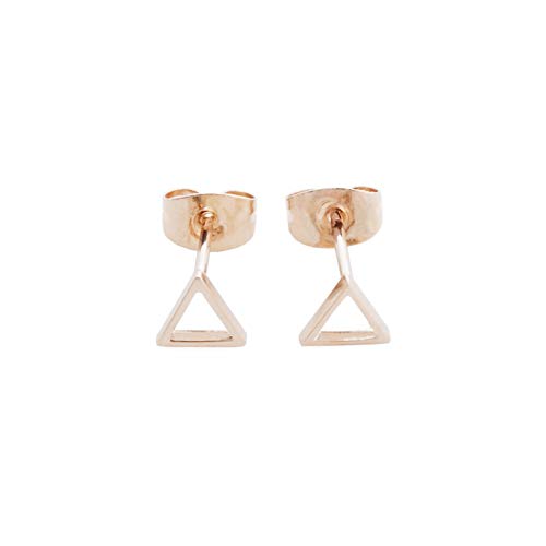 Honeycat 18k Rose Gold Plated Mini Outline Triangle Stud Earrings | Minimalist, Delicate Jewelry (RG)