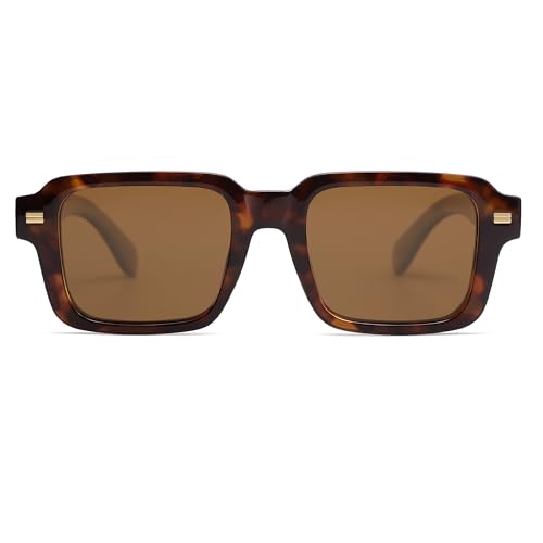 SOJOS Trendy Square Polarized Sunglasses for Women Men, Retro Vintage Womens Mens Rectangle Shades SJ23452