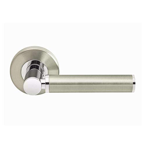 Titania Lever on Rose Door Handle - Dual Finish - Polished and Satin Nickel - 1 Pair - Fixings Included - Interior Use