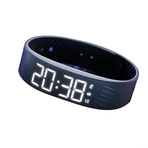 QOXEZY Montre silencieuse à vibrations pour moniteur de sommeil et compteur de pas, résistante à l'eau pour un usage quotidien, parfaite pour les espaces de vie partagés (noir)