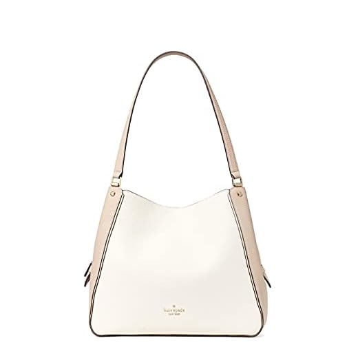 Kate Spade Leila Colorblock Medium Triple Compartment Shoulder Bag Purse Handbag, WARM BEIGE MULTI