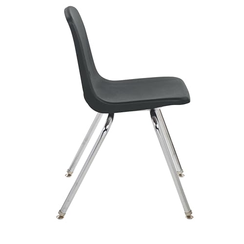 Image of FDP 18 inch School Stack Chair,Stacking Student Seat with Chromed Steel Legs and Swivel Glides for Classroom, Homeschool or Office - Black, 11561-BK