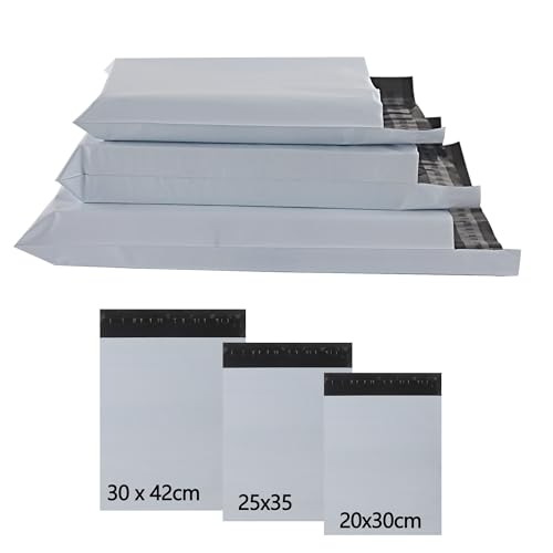 huruirui Versandtaschen Plastik,20x30cm,25x35,30 x 42cm 30 Stück Versandtüten Blickdicht Selbstklebend Versandtaschen Versandbeutel für Kleidung Logistik Verpackungen Transport Verpackungskarton
