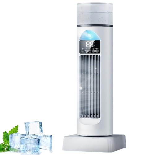 Aire acondicionado personal, ventiladores de refrigeración que soplan aire frío, enfriador de espacio, gadgets fríos, sin aspas, humidificador evaporativo silencioso con temporizador y control remoto