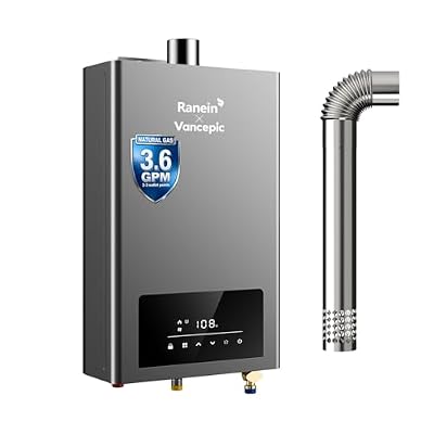Ranein × Vancepic Tankless Water Heater Natural Gas, Max 3.6 GPM 80000 BTU Indoor On Demand Instant Hot Water Heater with Smart Temperature Control V-RH8K-NG-01A