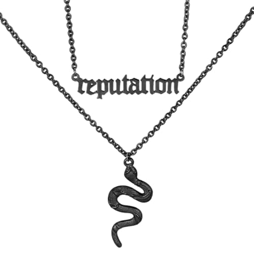 Kprusoian Vintage Layered Reputation Snake Necklace Personality Gothic Punk Animal Necklace for Women Music Lover (Black)