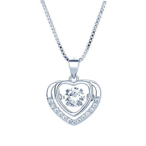 Bling Queen Womens Double Heart Halo Pendant Necklace With Paved Zirconia, heart chain necklace, Heart Pendant Necklace, Silver Chain For Women, Women Necklace, Silver Necklace Collarbone(Silver) (B09M6JN33L) Amazon Price History, Amazon Price Tracker