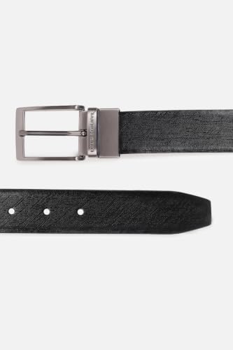 Image of Louis Philippe Men's 100% Italian Leather Brush Gun Metal Buckle Formal Reversible Belt