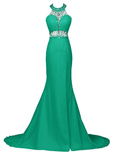 Dresstells®Vestido De Fiesta Largo Halter Sirena con Cola De Gasa Verde 44
