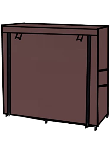 Image of Multi Utility 12 Layer Shelf Collapsible Metal Pipes with Non-Woven 100GSM Fabric Cover for Shoe /Cloth /Toy /Books Rack (Brown, Metal)