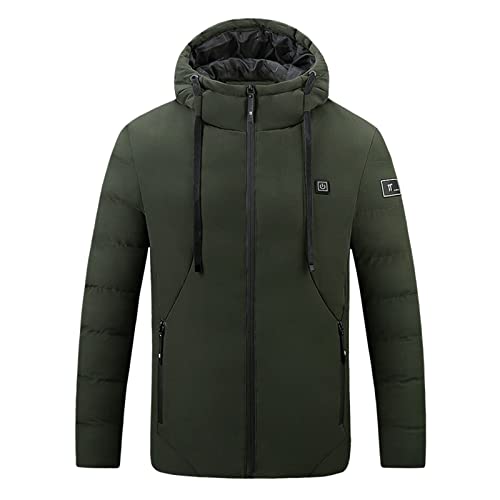 Generisch Beheizbare Damen Jacke mit 4 Zonen waschbarer Taschenmantel 3-Stufen Heizsystem für Outdoor Aktivitäten (Green, XL)