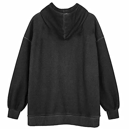 POHADON Y2k Zip Up Hoodie for Women Men Oversized Aesthetic Sweatshirt Vintage 90s Streetwear Jacket Fairy Grunge Clothes (Dark Gray,XX-Large) — view 3