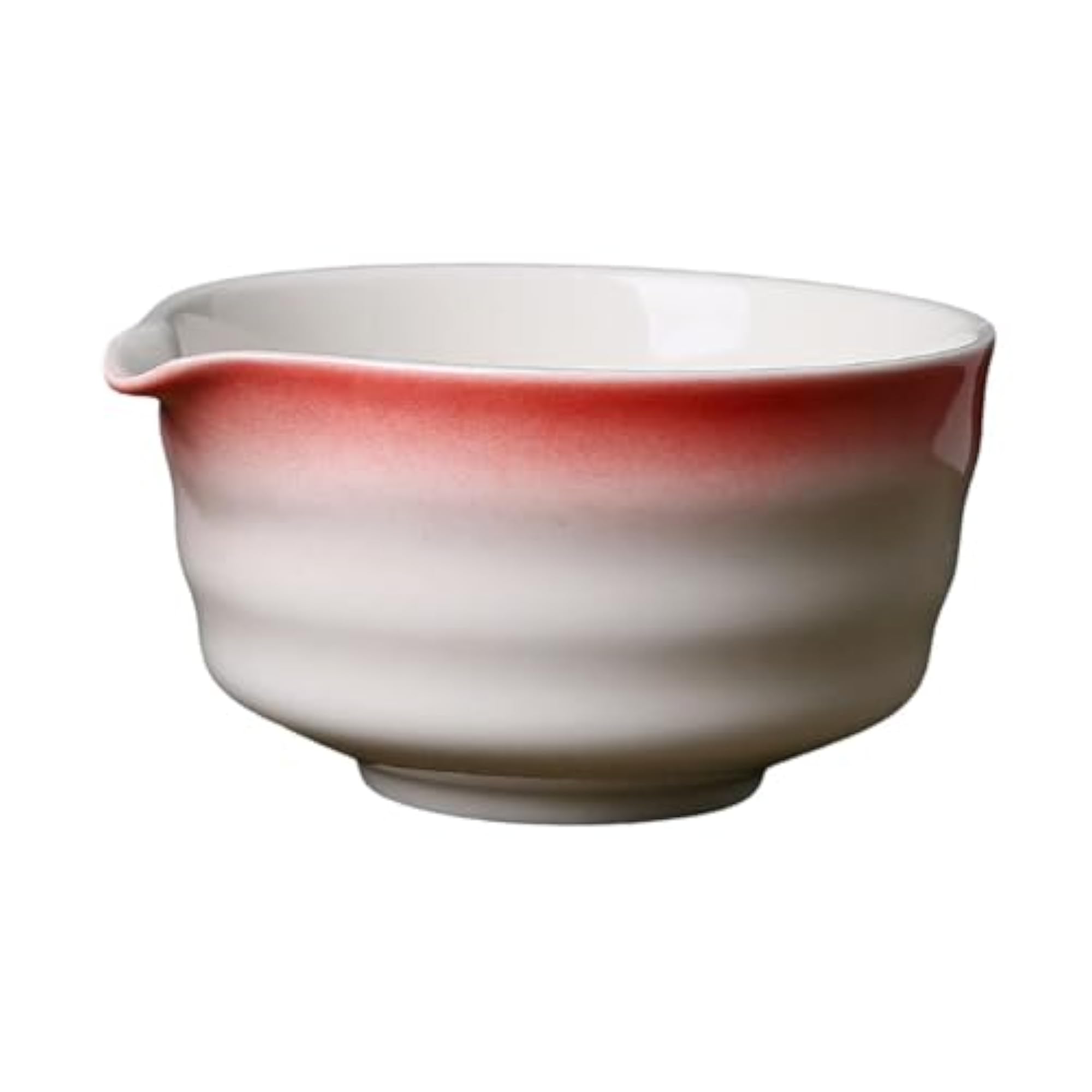 Ceramic Matcha Bowl with Spout 450ml for Friends, Red