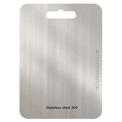 Tabla de corte de acero inoxidable 304, sin BPA, corte de cocina sostenible para báscula Tabla de carnicero para carne, queso, servicio pesado, tablas de corte tapete antideslizante (29x 20 CM)