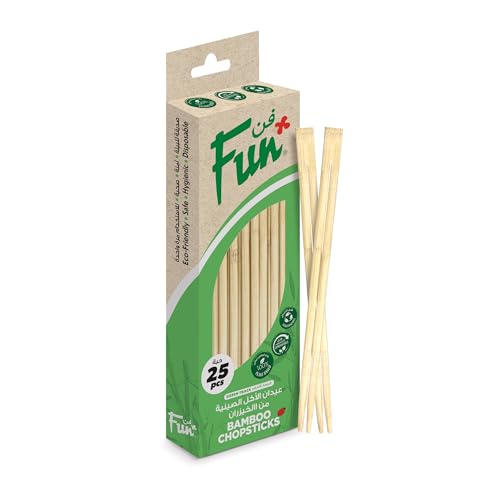 FUN BY AL BAYADER فن Green Track Eco Friendly Disposable Bamboo Chopsticks 23cm Pack Of 25