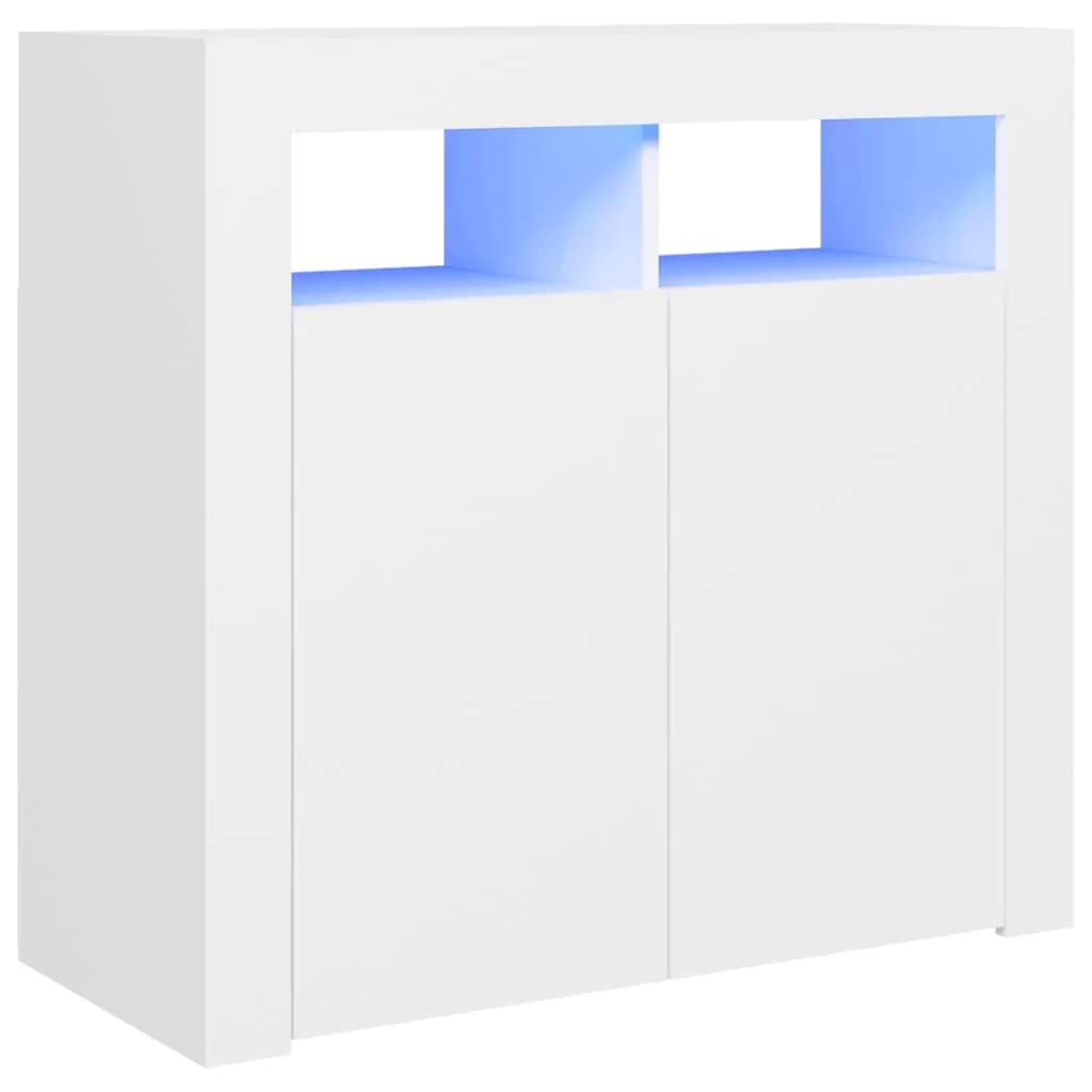 vidaXL Sideboard with LED Lights Indoor Furniture Home Organiser Storage Space Cabinet Cupboard Buffer Server LED Sideboard Unit White