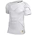 DGXINJUN Men Padded Compression Shirt Sports Short Sleeve Protective T-Shirt Shoulder Rib Chest Back Protector Pads Support Shirt for Adult Football Basketball Paintball Rugby Training (Small, White)