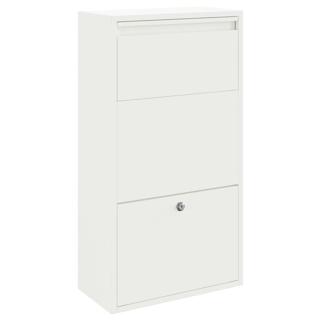 vidaXL Parcel Drop Box with Storage White 44 x 22 x 82 cm Steel, Garden and Terrace, Contemporary Design, Weatherproof Drop Box, Elegant Parcel Storage, Secure Mailbox, Steel Frame