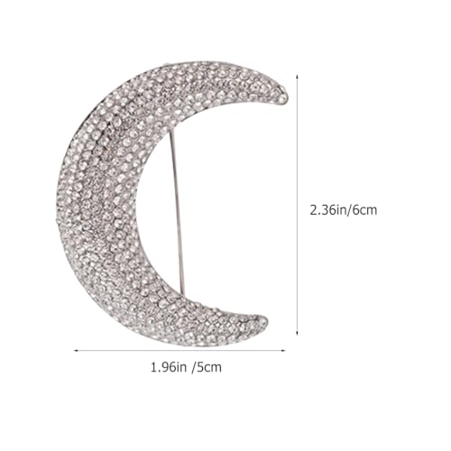 Image of Full Diamond Moon Brooch Pin - Metal Suit Jewelry Pin Badge Shawl Alloy Rhinestones