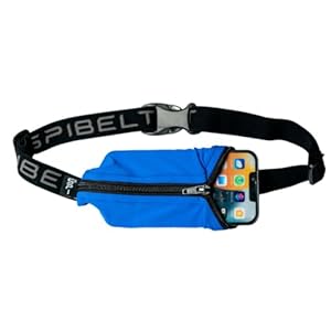 SPIbelt ECO Running Belt for Women Men, Phone Holder for Running, Running Fanny Pack, Running Waist Pack, Expandable, Adjustable. Made from Recycled Materials. Blue with Black Zipper