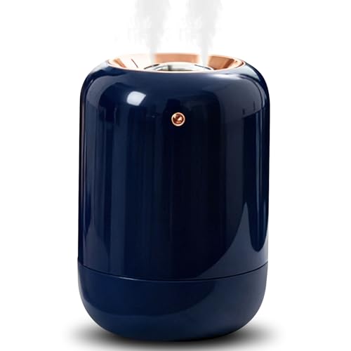【2025大容量充電式・UV除菌】 加湿器 小型 卓上 １Ｌ コンパクト ダブルノズル 6畳 静音 アロマ対応 5000mAh 大容量バッテリー 16時間連続 デジタル残量表示 切タイマー コードレス USB 超音波式 空焚きセンサー お手入れ簡単 オフィス 寝室 おしゃれ プレゼント (ネイビー)