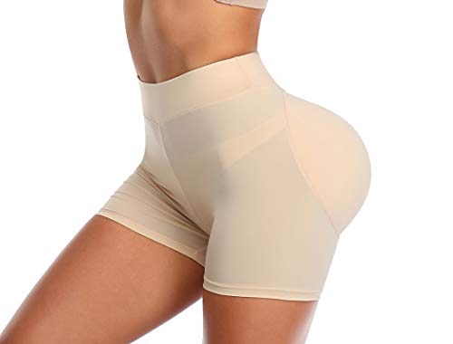 Bimei 2Ps Sponge Padded Womens Butt Lifter Shapewear Butt Shaper Boxer Padded Enhancing Underwear Tummy Control 831 (M, Beige) #TOP6