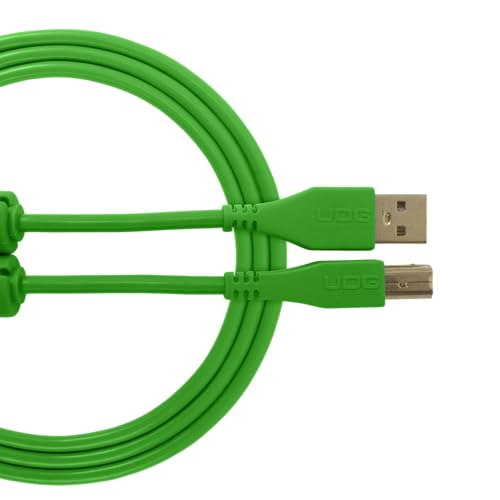 UDG U95001GR Câble USB 2.0 (A-B) - Audio haut débit optimisé - Câble USB 2.0 A mâle vers B mâle - Vert - 1 m - Compatible avec tout appareil USB A-B