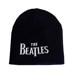 The Beatles Bonnet Drop T Band Logo Sonic Argenté Nouveau Officiel Noir Size One Size - Les Beatles, Paul McCartney, John Lennon, RIngo Starr, George Harrison