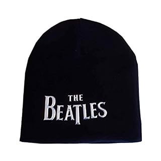 The Beatles Bonnet Drop T Band Logo Sonic Argenté Nouveau Officiel Noir Size One Size - Les Beatles, Paul McCartney, John Lennon, RIngo Starr, George Harrison