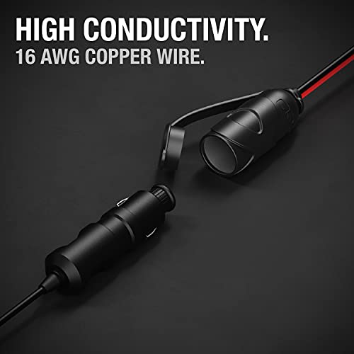 NOCO Adaptador GC017 15A 14AWG 12V, plugue de isqueiro resistente e soquete fêmea com braçadeiras de