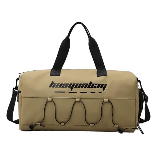 Travel Duffel Women'S Tote Gym Sports Bags Weekend Yoga Shoe Pocket Female Shoulder Hand Outdoor Bag(Khaki)