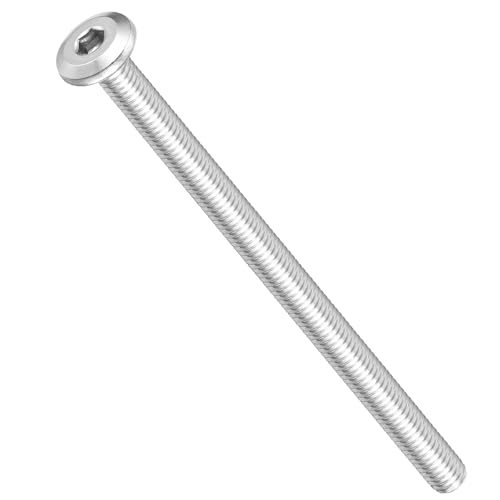 Image of METALLIXITY Flat Head Hex Socket Cap Screws Bolts(M6-1x90) 10Pcs, 304 Stainless Steel Hex Socket Furniture Bolts Screws - for Furniture Woodworking Project, Silver Tone