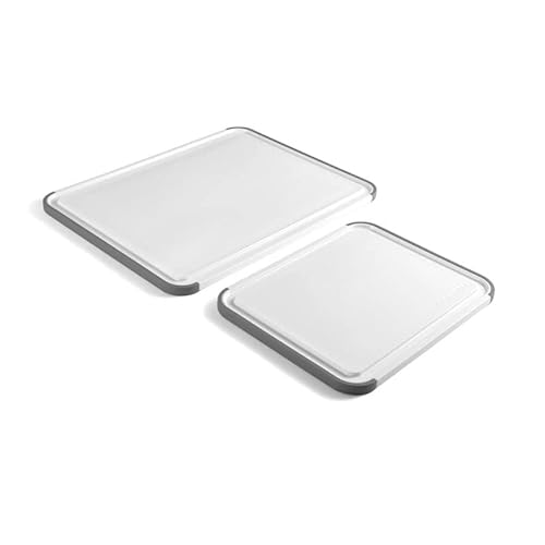 Tábua de corte de plástico KitchenAid antiderrapante, conjunto com 2 peças, branco