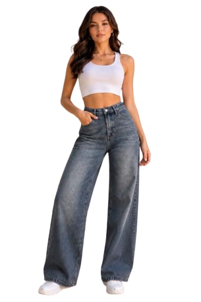 Image of ODDMONEKY Baggy Jeans for Women || Relaxed Fit Wide Leg High Rise Jeans for Women (Wjeans-8)