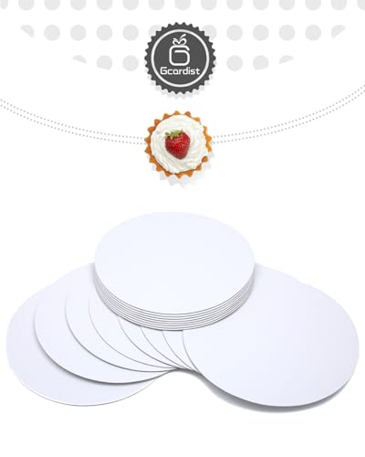 Gcardist 25 Stück Weiße Kuchenbretter Rund 17.5 cm Kreise Runden Basis Lebensmittelqualität Pappe Kuchenplatte (Dünner, aber stärker,7 inch)