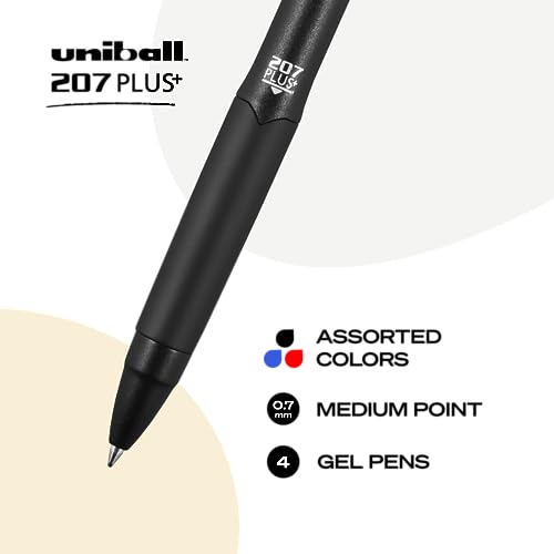 Image of uniball 207 Plus+ Retractable Gel Pens, Medium Point (0.7mm), Assorted, 4 Pack