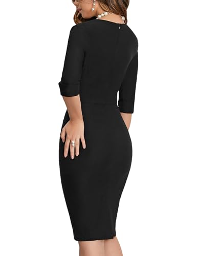 MUXXN Women's 60s Classy Sweetheart Neck Bandage Sheath Work Pencil Dress2