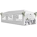 10x30 FT White Canopy Party Tent, Outdoor Waterproof Wedding Canopy with 8 Sidewalls & 2 Zippered Doors for Birthday Parties, Gazebo Shelter for Events&Commercial Use Tent