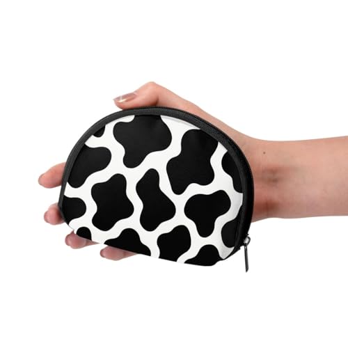 Portable Coin Purse Black Cow Skin Print Mini Zippered Money Pouch Card Holder3
