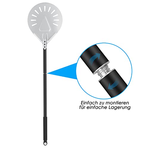 Foto von BEZORR Pizzaschieber, 7 Zoll Harteloxierte-pizzaschaufel, Perforierter-Pizzaschieber 52cm abnehmbarem Metallgriff für Hausgemachtes-Brotliebhaber