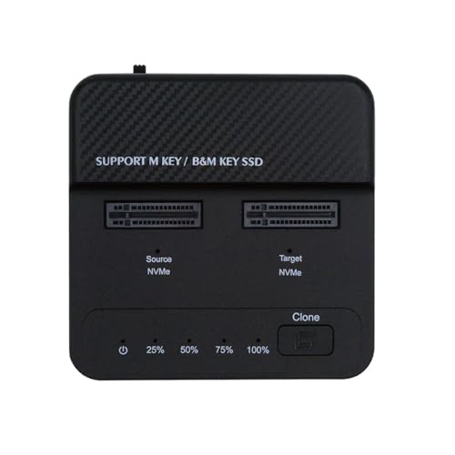 cablecc Clonador de doble bahía de 20 Gbps NVME M.2 NGFF M-Key a USB-C, con un solo clic, recinto de copia de seguridad de clones sin conexión, duplicador hipervertical