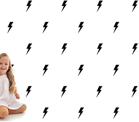 48 PCS Black Lightning Bolt Decals for Wall or Cars, Lightning Bolt Stickers for Wall, Lightning Bolt Wallpaper Decor
