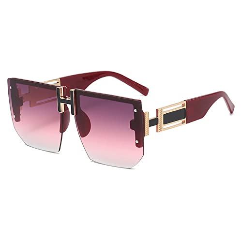 Lunettes de soleil carrées femmes nuances vintage oversized verres dégradés violet rose